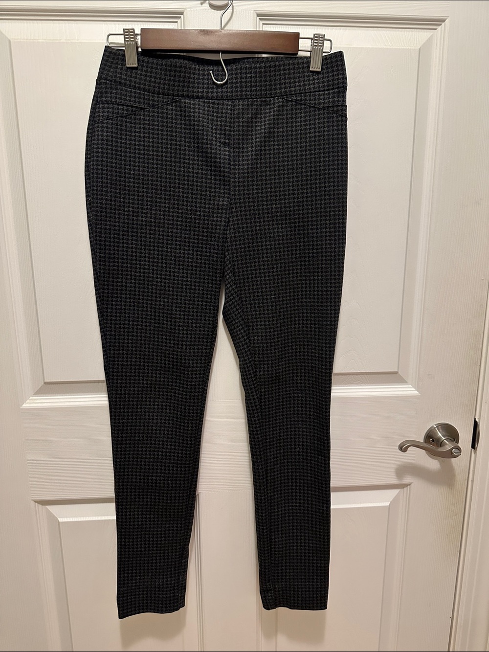 Calvin Klein Black Houndstooth Skinny Ponte Pants
